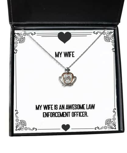 new wife my wife is an awesome law enforcement officer cool crown pendant necklace for from husband
