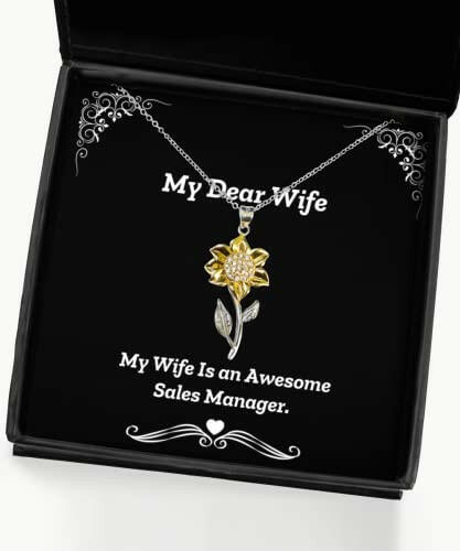 funny wife my wife is an awesome sales manager sarcasm sunflower pendant necklace for from husband