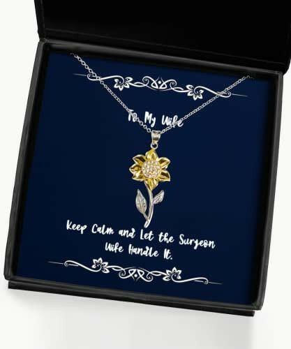 nice wife sunflower pendant necklace keep calm and let the surgeon wife handle it present for wife cool from husband