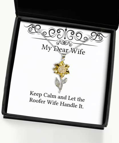new wife sunflower pendant necklace keep calm and let the roofer wife gifts for wife present from husband jewelry for wife birthday idea