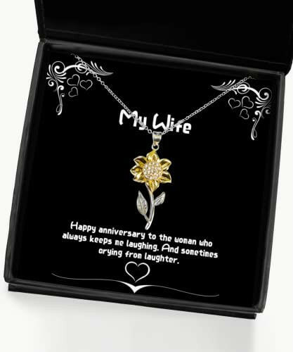 best wife gifts happy anniversary to the woman who always keeps me laughing birthday sunflower pendant necklace for wife funny jewelry funny gifts jewelry gift funny gift