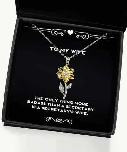the only thing more badass than a secretary is a sunflower pendant necklace wife present from husband unique idea jewelry for wife