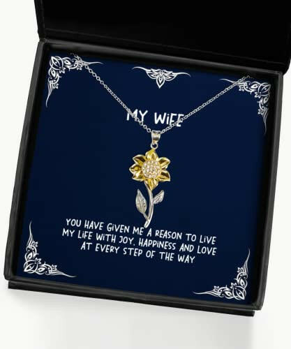 you have given me a reason to live my life with joy sunflower pendant necklace wife present from husband inspirational jewelry for wife