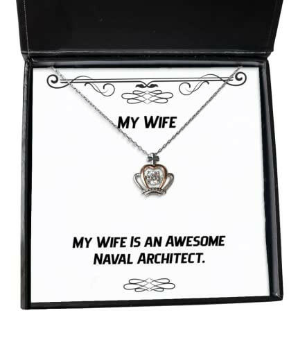 my wife is an awesome naval architect crown pendant necklace wife jewelry funny for wife