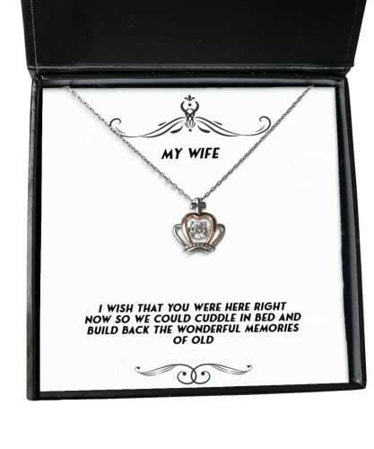 i wish that you were here right now so we could cuddle in bed crown pendant necklace wife present from husband best jewelry for wife