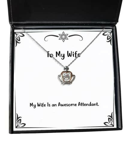 funny wife crown pendant necklace my wife is an awesome attendant present for cheap from husband