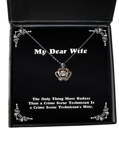 inspire wife crown pendant necklace the only thing more badass than a crime scene technician is present for wife from husband