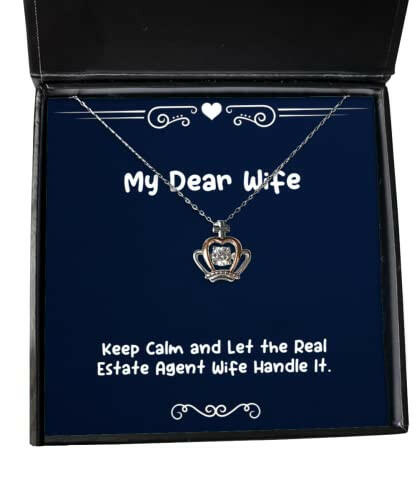 inspire wife keep calm and let the real estate agent wife handle it holiday crown pendant necklace for wife