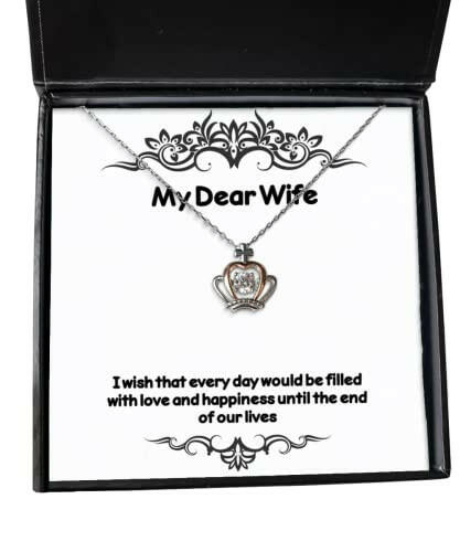 fancy wife i wish that every day would be filled with love and happiness inspirational crown pendant necklace for wife from husband