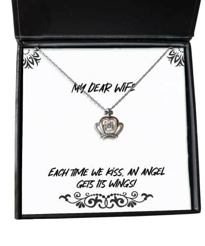 sarcasm wife each time we kiss an angel gets its wings unique idea holiday crown pendant necklace for wife