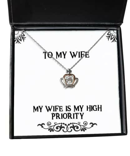 wife for wife my wife is my high priority beautiful wife crown pendant necklace jewelry from husband