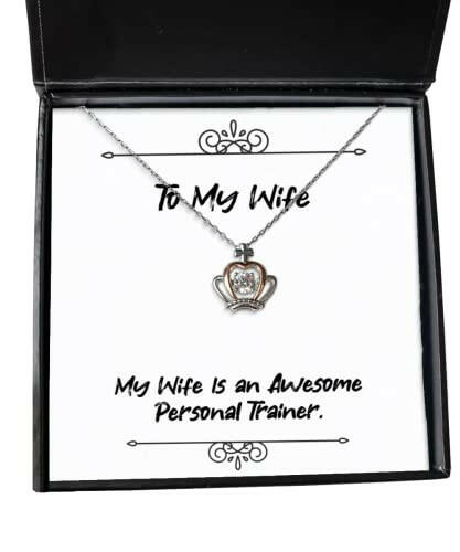 joke wife gifts my wife is an awesome personal trainer fun holiday crown pendant necklace gifts for