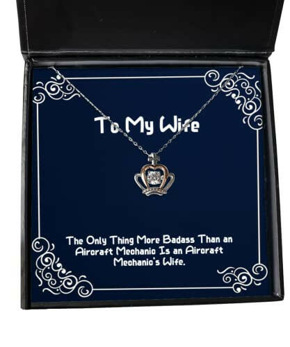 the only thing more badass than an aircraft mechanic is an crown pendant necklace wife present from husband sarcastic jewelry for wife
