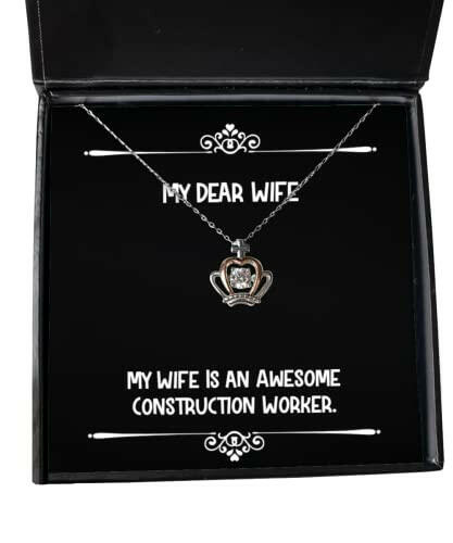 cheap wife crown pendant necklace my wife is an awesome construction worker motivational for christmas