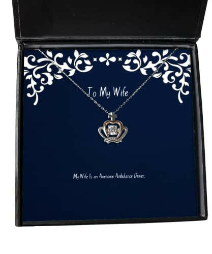 funny wife my wife is an awesome ambulance driver christmas crown pendant necklace for wife