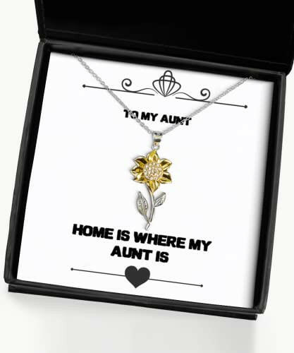 inspirational aunt gifts home is where my aunt is sarcastic mothers day sunflower pendant necklace gifts for
