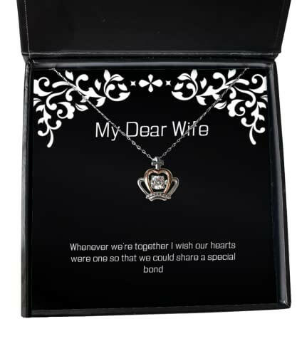 funny wife whenever were together i wish our hearts were one so that we could funny crown pendant necklace for wife from husband