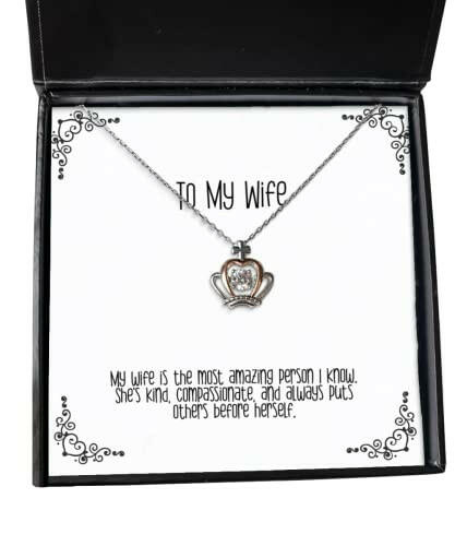 my wife is the most amazing person i know shes kind wife crown pendant necklace reusable wife gifts jewelry for wife funny crown pendant necklace gift funny crown pendant necklace funny