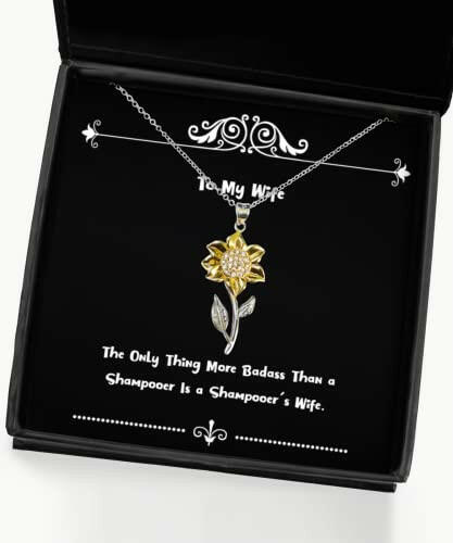 epic wife the only thing more badass than a shampooer is a shampooers cute christmas sunflower pendant necklace for wife