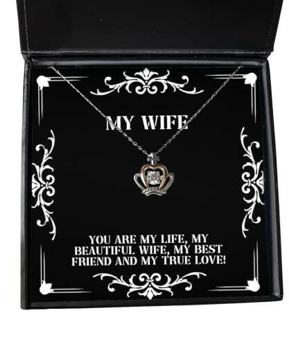 epic wife crown pendant necklace you are my life my beautiful wife my best friend beautiful gifts for wife humorous wife gifts funny gifts for wife gag gifts for wife