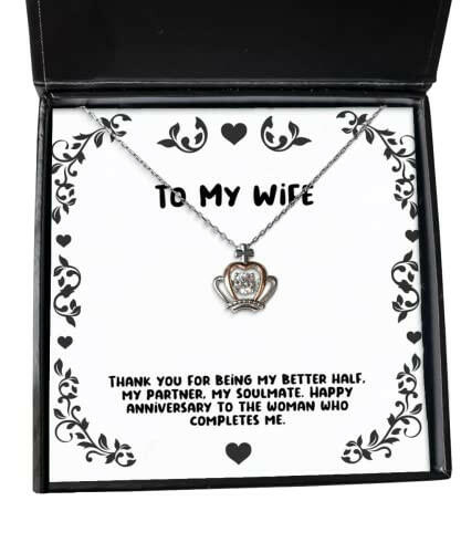 inspire wife gifts thank you for being my better half my partner my unique birthday crown pendant necklace from wife funny crown pendant necklace gift ideas funny crown pendant necklaces for