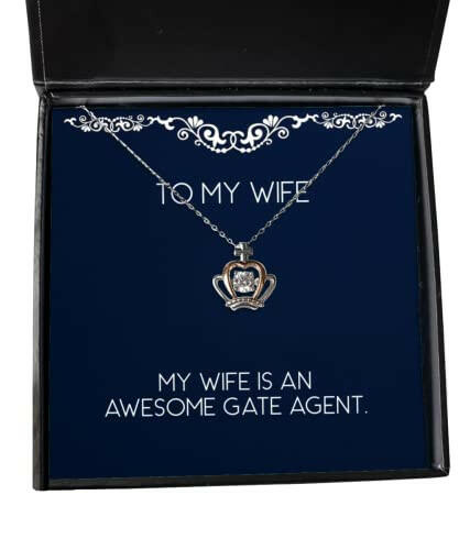 my wife is an awesome gate agent crown pendant necklace wife jewelry best for wife