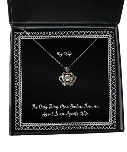 the only thing more badass than an agent is an agents wife crown pendant necklace wife present from husband reusable jewelry for wife