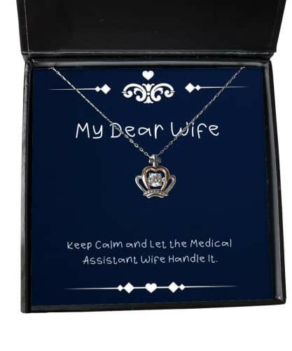 keep calm and let the medical assistant wife handle crown pendant necklace wife present from husband unique jewelry for wife