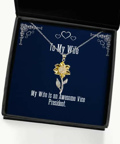 motivational wife my wife is an awesome vice president wife sunflower pendant necklace from husband