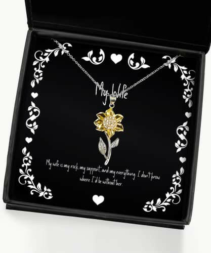 nice wife gifts my wife is my rock my support and my everything i brilliant birthday sunflower pendant necklace from wife funny jewelry gift ideas funny jewelry gifts for women funny jewelry