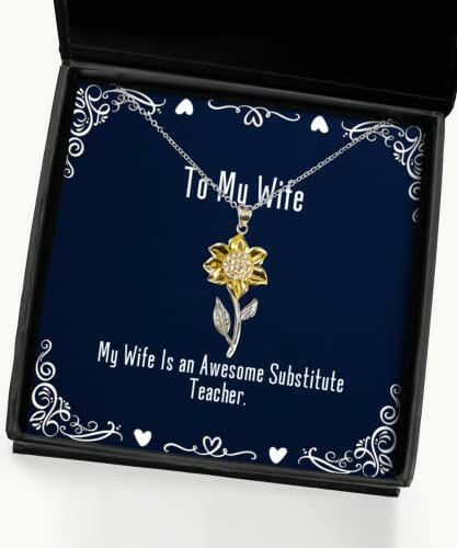 brilliant wife sunflower pendant necklace my wife is an awesome substitute teacher for present from husband jewelry for wife