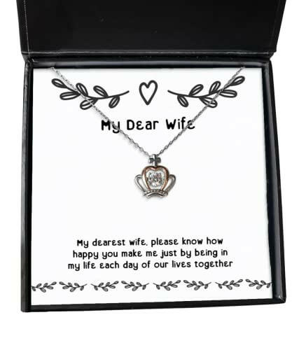 my dearest wife please know how happy you make me just by being crown pendant necklace wife present from husband best jewelry for wife