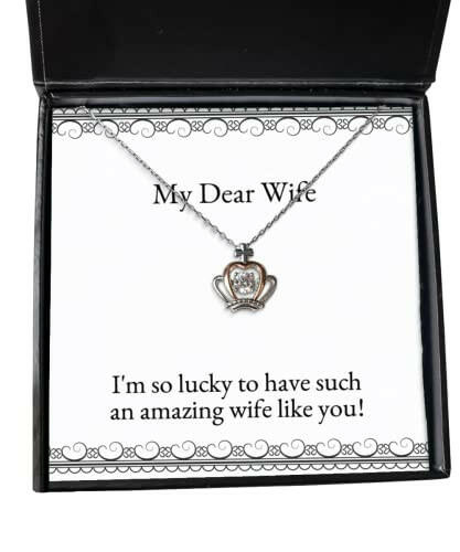 im so lucky to have such an amazing wife like you wife crown pendant necklace perfect wife jewelry for wife