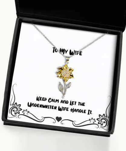 funny wife keep calm and let the underwriter wife handle it holiday sunflower pendant necklace for wife