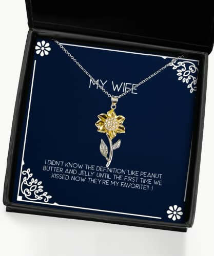 love wife i didnt know the definition like peanut butter and jelly until the holiday sunflower pendant necklace for wife