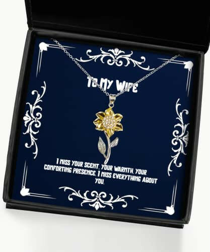 cute wife sunflower pendant necklace i miss your scent your warmth your inappropriate gifts for wife birthday gifts funny jewelry gift ideas funny jewelry gifts for women funny jewelry gifts