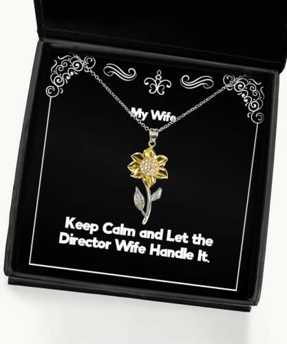 brilliant wife keep calm and let the director wife handle it reusable holiday sunflower pendant necklace from wife