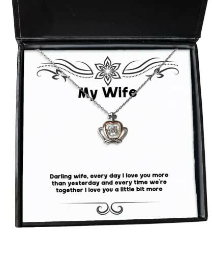 darling wife every day i love you more than yesterday and every time were wife crown pendant necklace love wife jewelry for wife