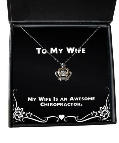 fancy wife my wife is an awesome chiropractor holiday crown pendant necklace for wife