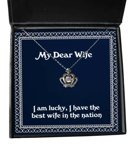 i am lucky i have the best wife in the nation crown pendant necklace wife present from husband useful jewelry for wife