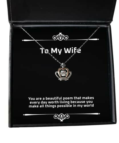 perfect wife gifts you are a beautiful poem that makes every day worth living because birthday crown pendant necklace for wife