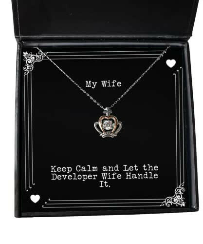 wife for wife keep calm and let the developer wife handle it special wife crown pendant necklace jewelry from husband