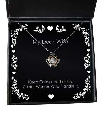 reusable wife gifts keep calm and let the social worker wife handle it valentines day crown pendant necklace for wife