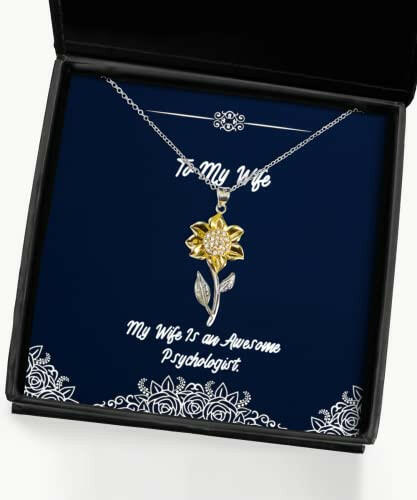 wife for my wife is an awesome psychologist brilliant wife sunflower pendant necklace jewelry from husband