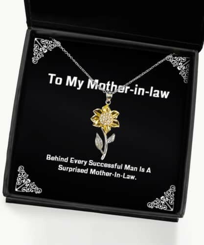 motivational mother in law gifts behind every successful man is a surprised motivational sunflower pendant necklace for mom from daughter