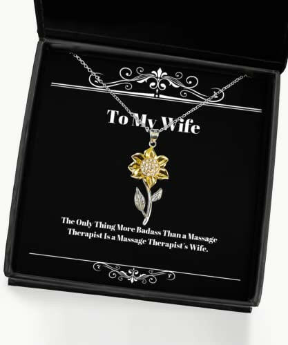 the only thing more badass than a massage therapist is a massage wife sunflower pendant necklace new wife jewelry for wife