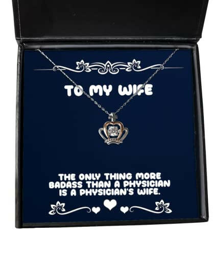 reusable wife crown pendant necklace the only thing more badass than a physician is a physicians unique for wife holiday