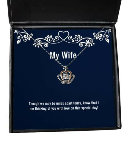 joke wife though we may be miles apart today know that i am thinking of you cute holiday crown pendant necklace for wife