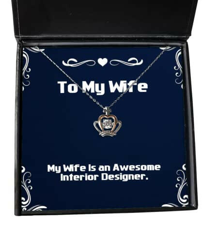 funny wife my wife is an awesome interior designer cool crown pendant necklace for from husband
