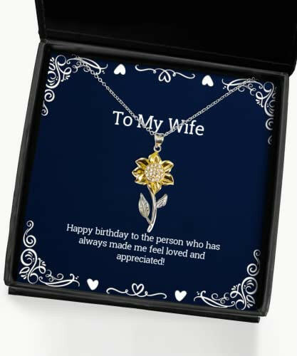 happy birthday to the person who has always made me feel loved sunflower pendant necklace wife jewelry funny gifts for wife sunflower jewelry sunflower gifts wife gift
